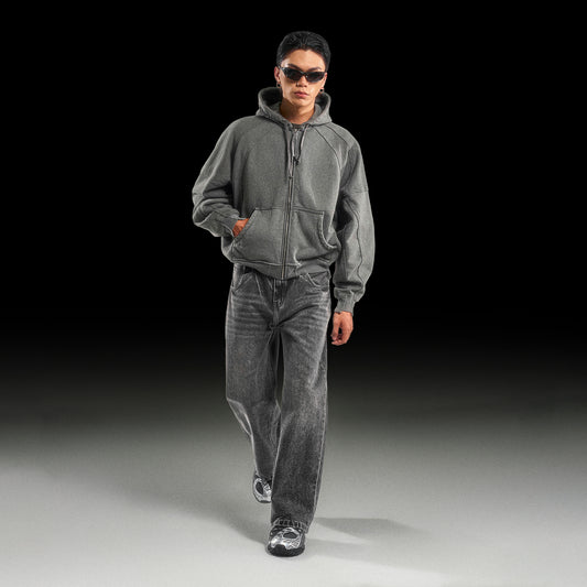 LOOSE FIT WASHED DENIM PANTS (VINTAGE GREY)