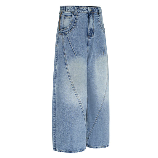 SCAR WASHED DENIM PANTS (LIGHT BLUE)