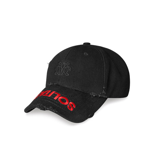 SOLITARY DESTROYED LOGO CAP (BLACK)
