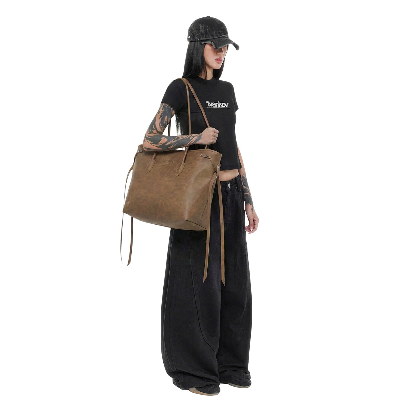 EYELET HALF MOON CAP (WASHED BLACK)