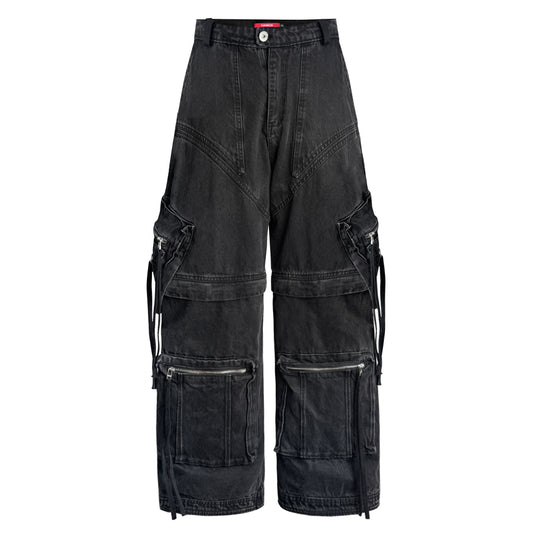 NOMAD DETACHABLE WASHED CARGO PANTS (BLACK)
