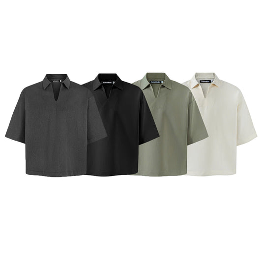 BOXY V-NECK POLO