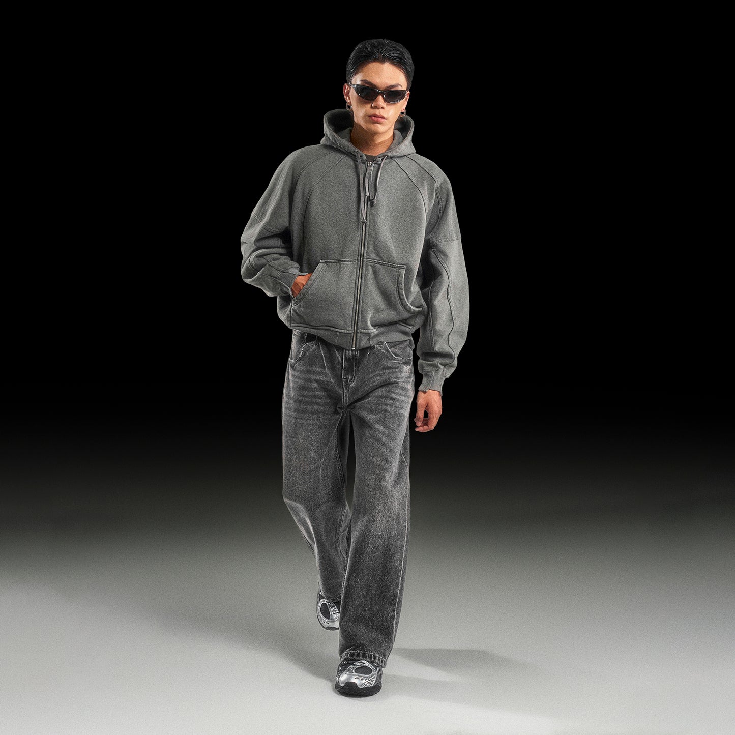 LOOSE FIT WASHED DENIM PANTS (VINTAGE GREY)