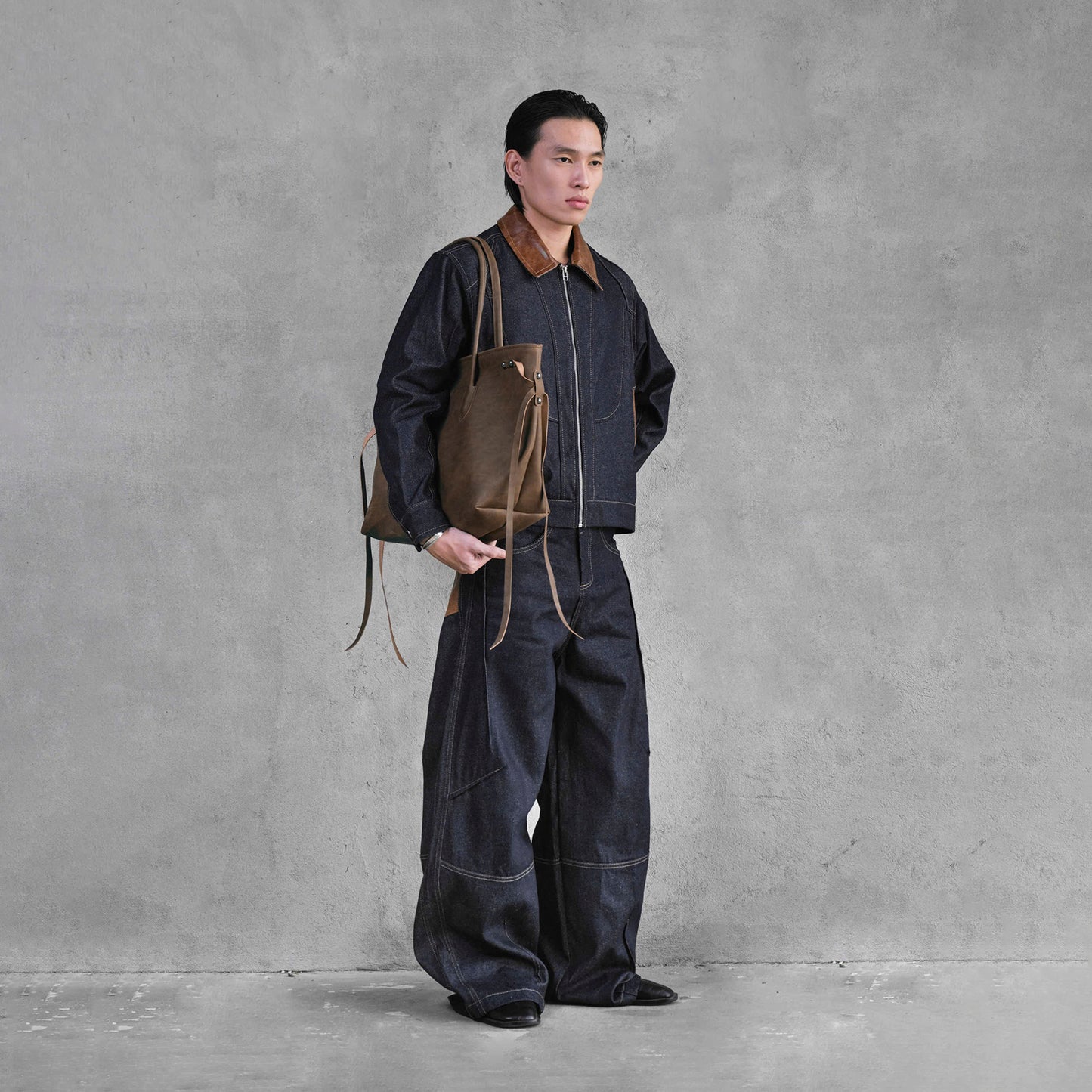 PATTERN ZIP UP JACKET (DARK BLUE)