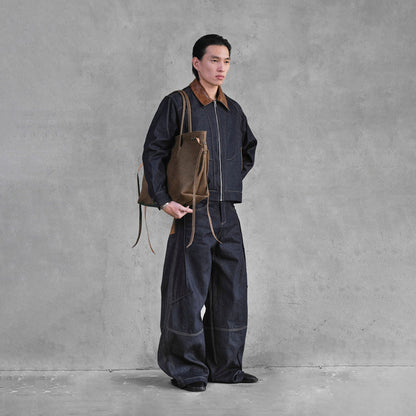 PATTERN ZIP UP JACKET (DARK BLUE)