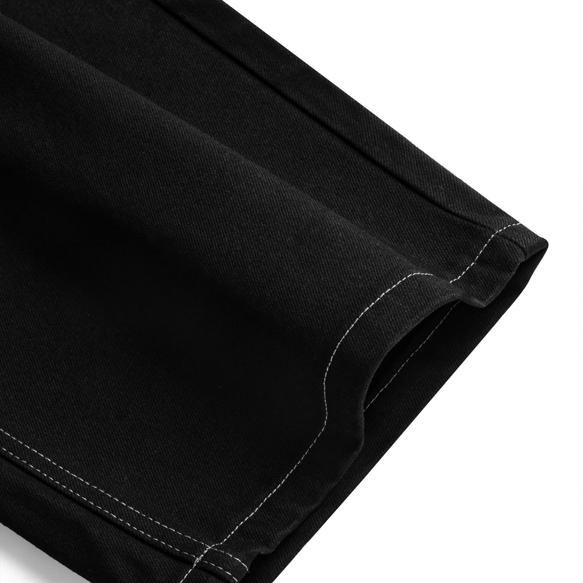 BUTTON FLY RAW DENIMS PANTS (BLACK)