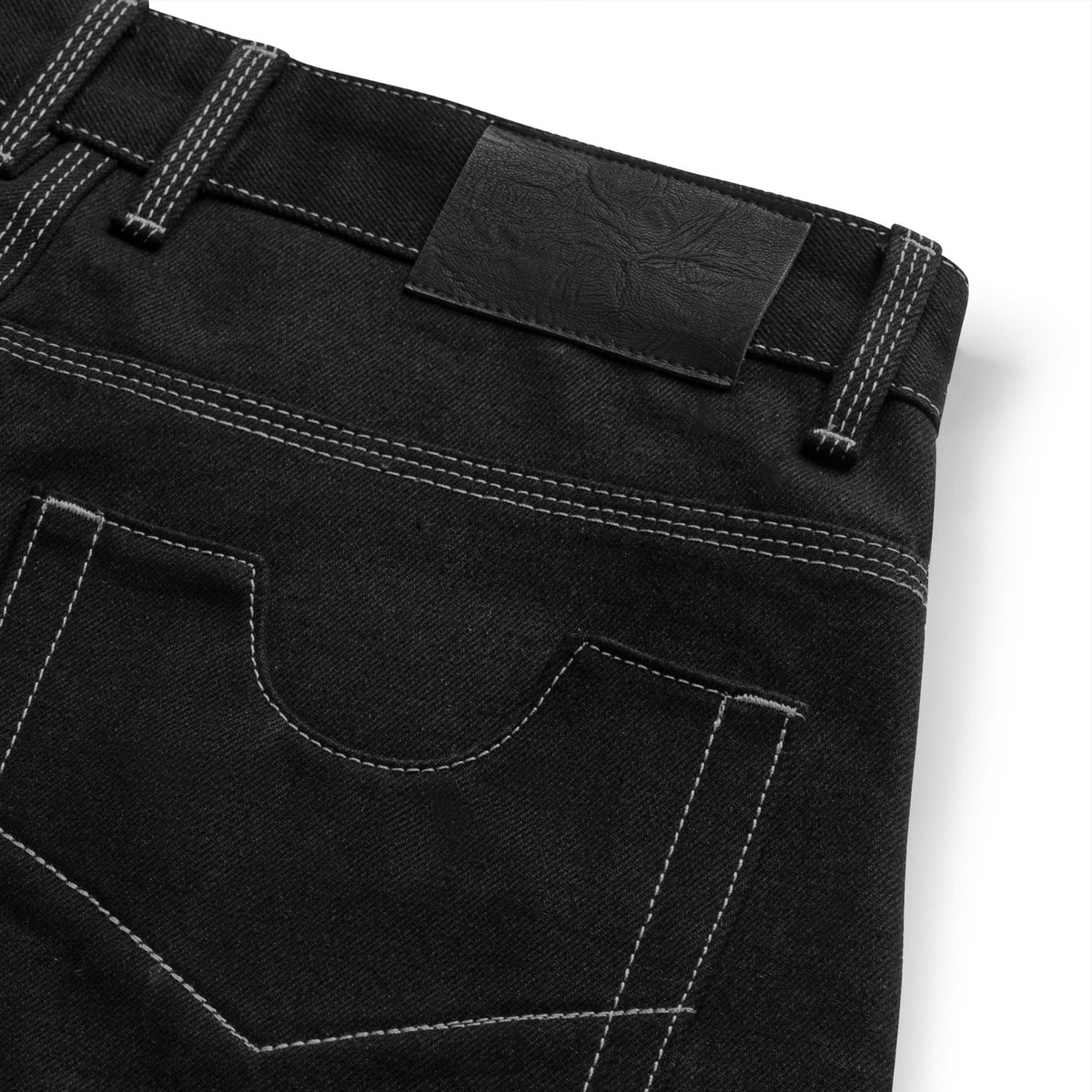 BUTTON FLY RAW DENIMS PANTS (BLACK)