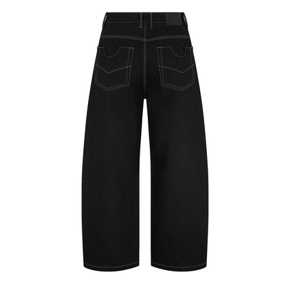 BUTTON FLY RAW DENIMS PANTS (BLACK)