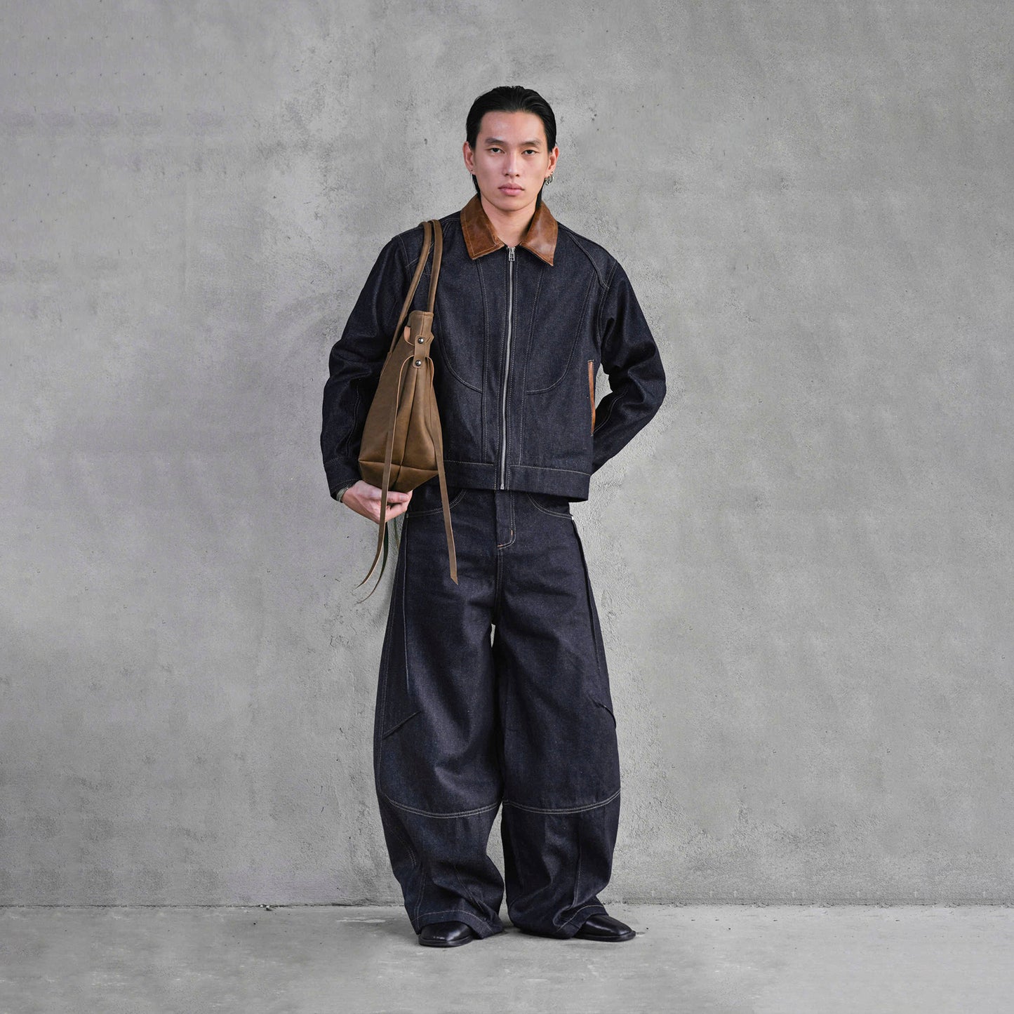 PATTERN ZIP UP JACKET (DARK BLUE)