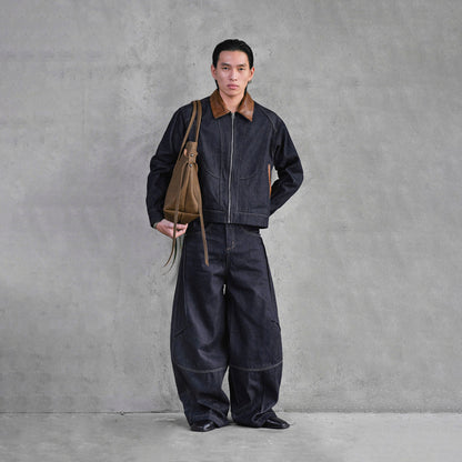 PATTERN ZIP UP JACKET (DARK BLUE)