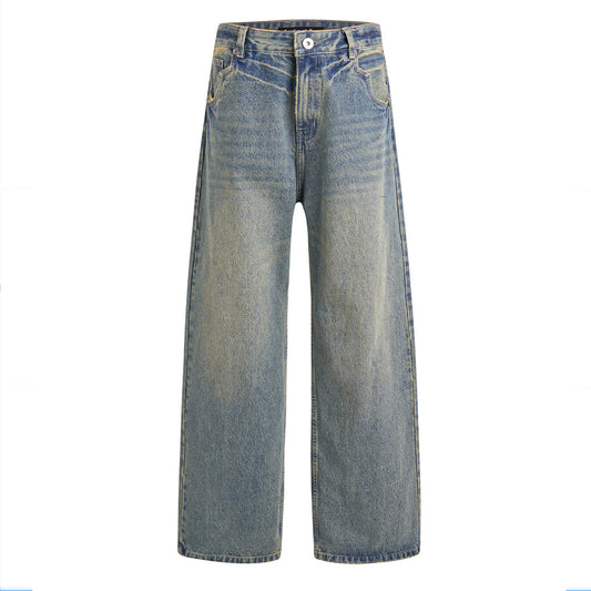LOOSE FIT WASHED DENIM PANTS (VINTAGE BLUE)