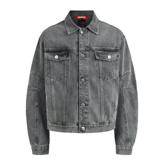 WASHED OVESIZED DENIM JACKET (GREY)