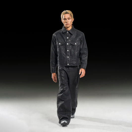 TRUCKER FAUX LEATHER JACKET