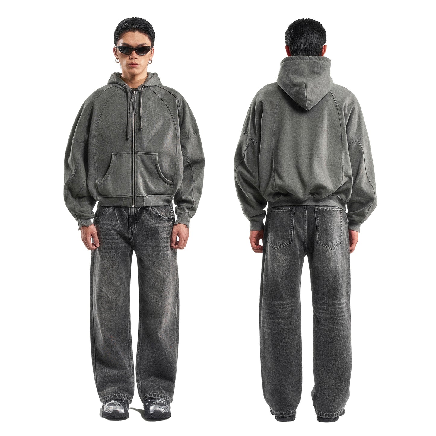 LOOSE FIT WASHED DENIM PANTS (VINTAGE GREY)