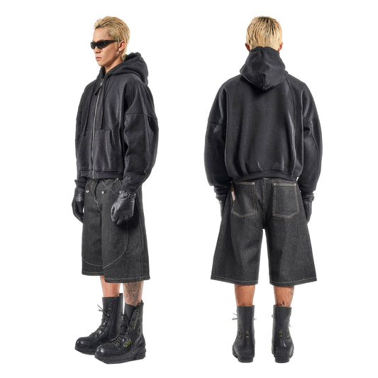 MULE POCKET RAW DENIM SHORT (RAW BLACK)