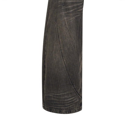SCAR WASHED DENIM PANTS (BROWN)