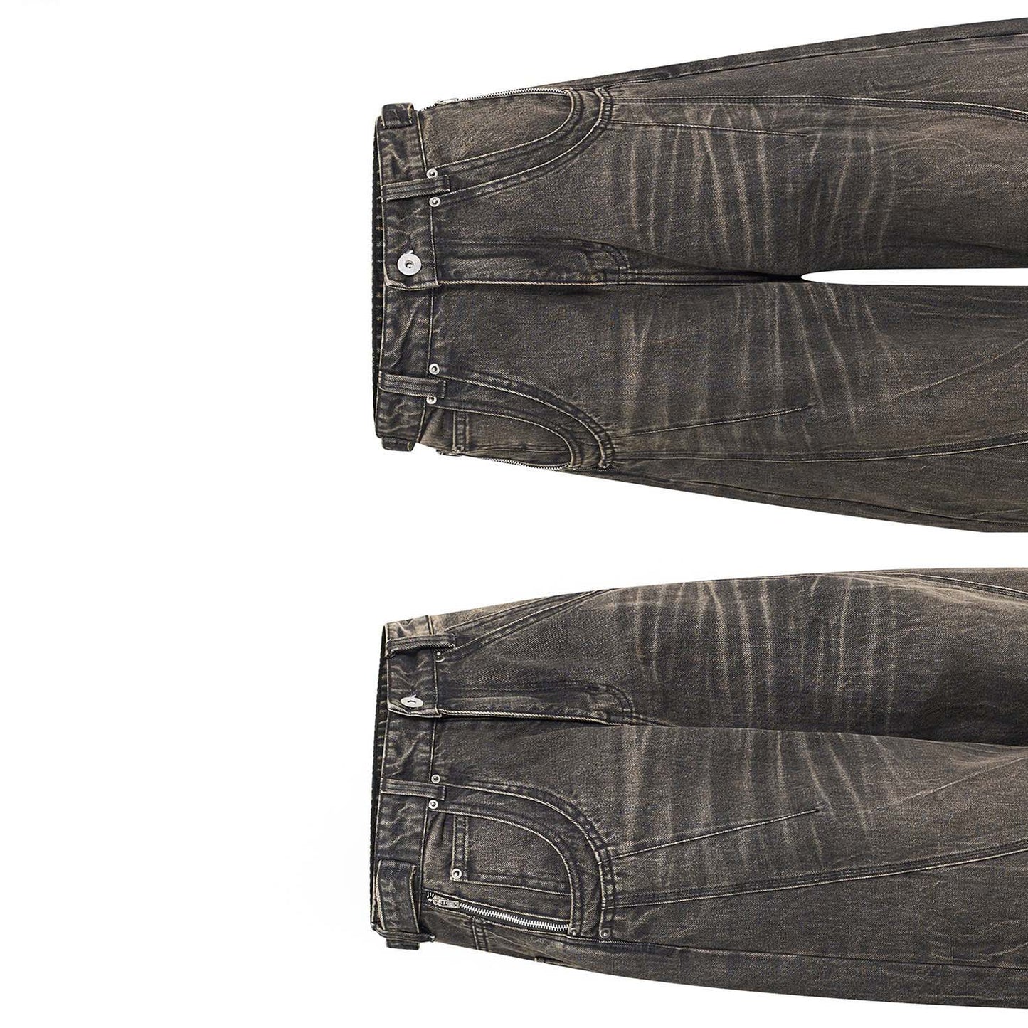 SCAR WASHED DENIM PANTS (BROWN)