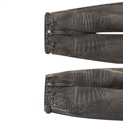 SCAR WASHED DENIM PANTS (BROWN)