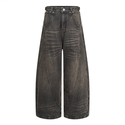 SCAR WASHED DENIM PANTS (BROWN)