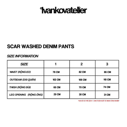 SCAR WASHED DENIM PANTS (BROWN)