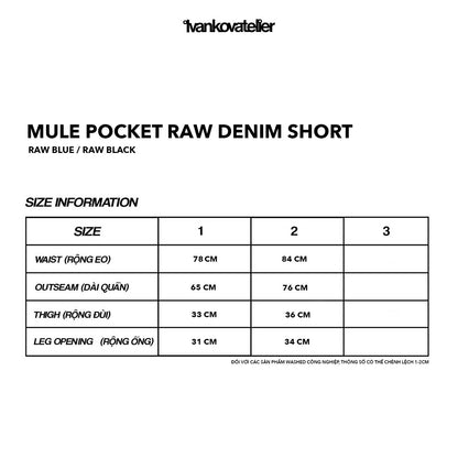 MULE POCKET RAW DENIM SHORT (RAW BLACK)