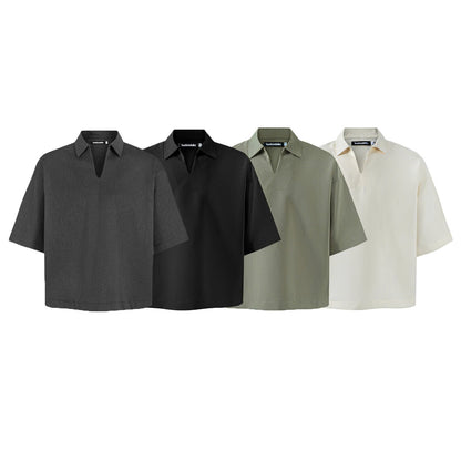 BOXY V-NECK POLO