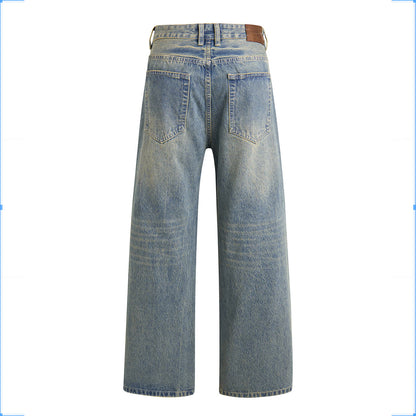 LOOSE FIT WASHED DENIM PANTS (VINTAGE BLUE)
