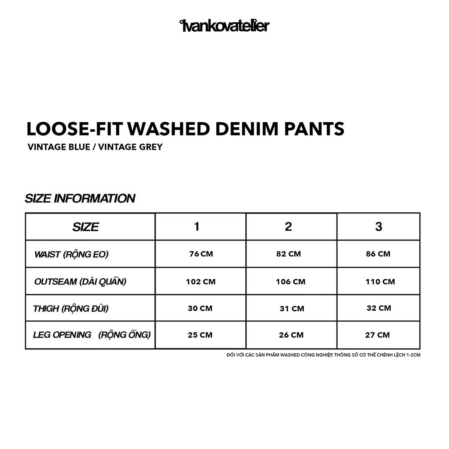 LOOSE FIT WASHED DENIM PANTS (VINTAGE GREY)
