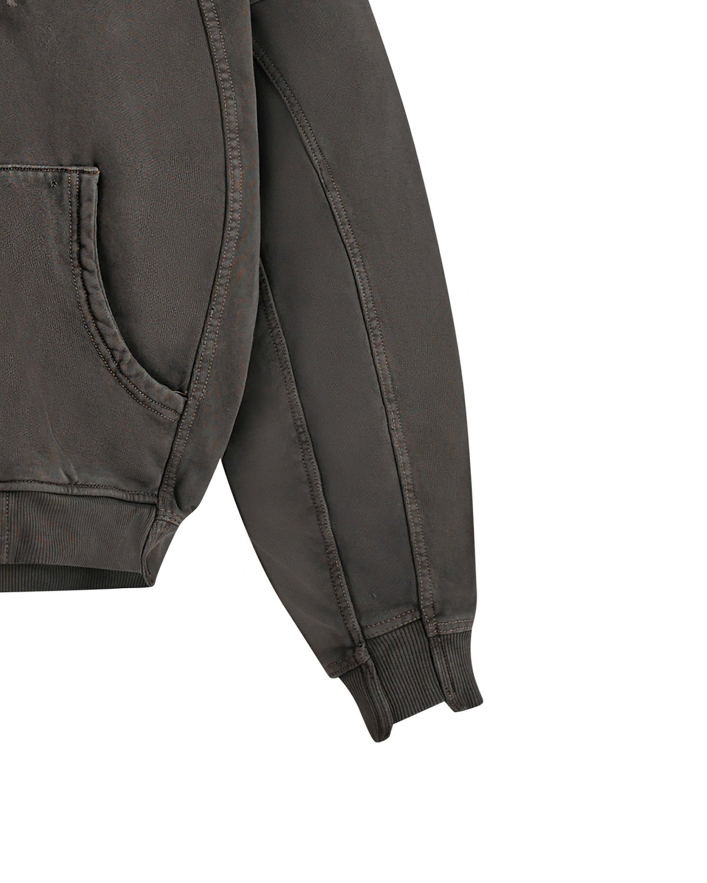 SPLICED WASHED HOODIE (SMOKE BROWN)