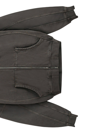 SPLICED WASHED HOODIE (SMOKE BROWN)