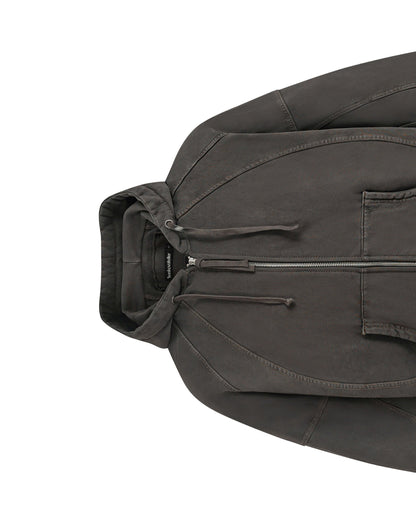 SPLICED WASHED HOODIE (SMOKE BROWN)