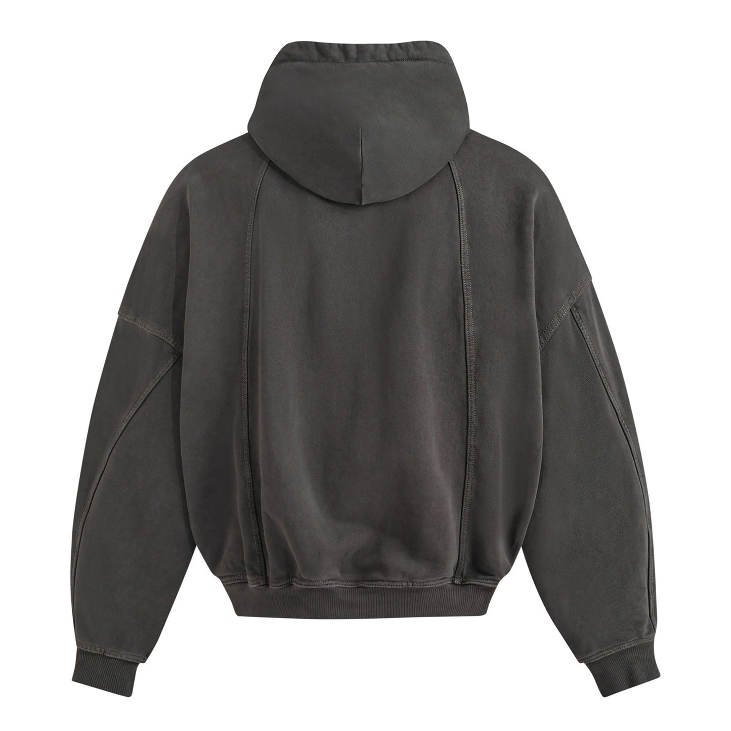 SPLICED WASHED HOODIE (SMOKE BROWN)