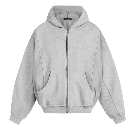 PATTERN OVERSIZED ZIP UP HOODIE