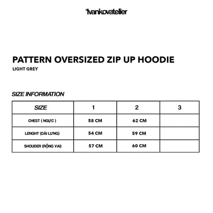 PATTERN OVERSIZED ZIP UP HOODIE