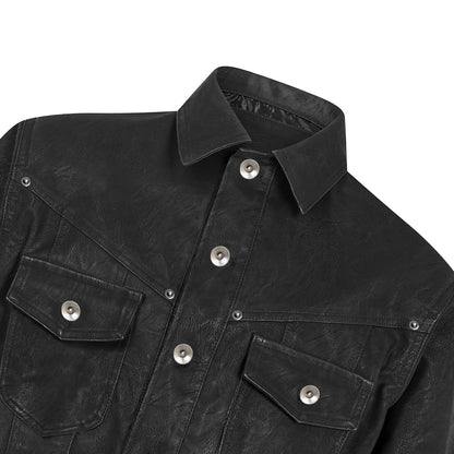 TRUCKER FAUX LEATHER JACKET