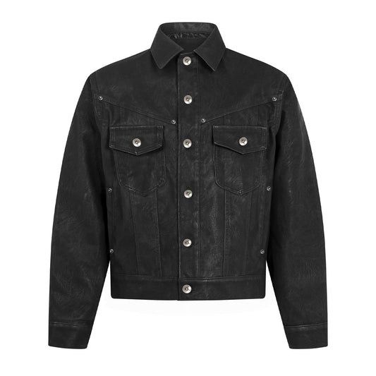 TRUCKER FAUX LEATHER JACKET