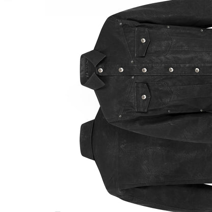 TRUCKER FAUX LEATHER JACKET