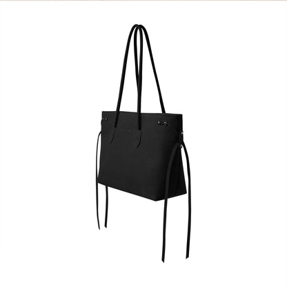 LACES FAUX SUEDE TOTE BAG (BLACK)