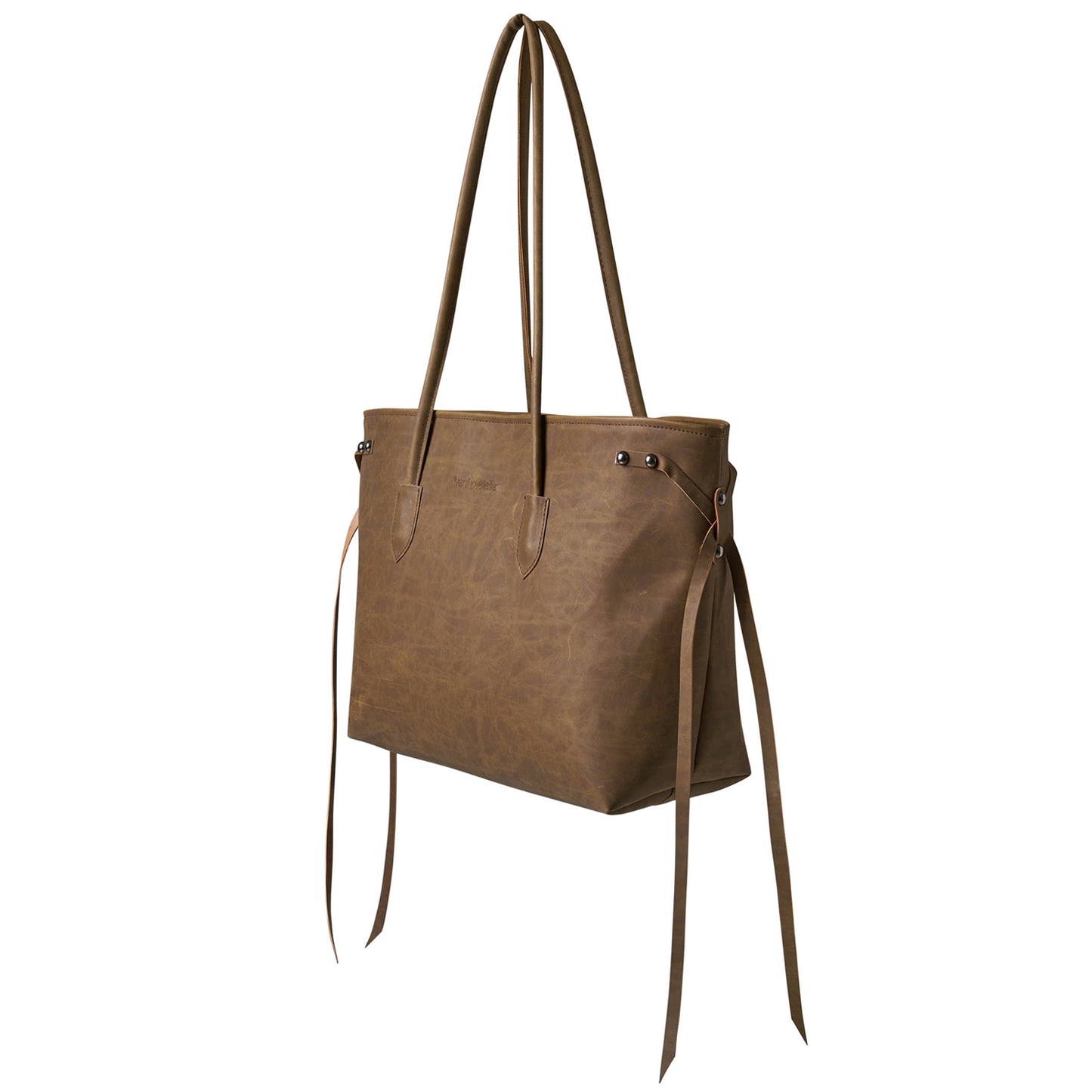 LACES FAUX SUEDE TOTE BAG (BROWN)