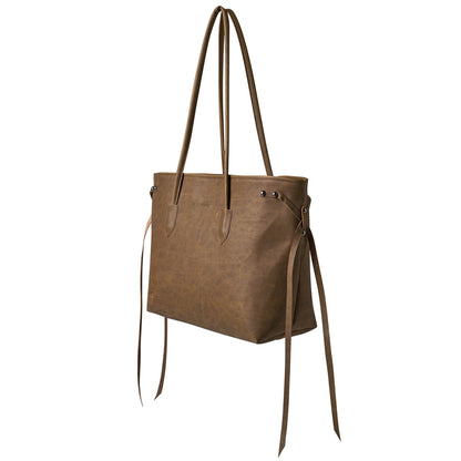LACES FAUX SUEDE TOTE BAG (BROWN)