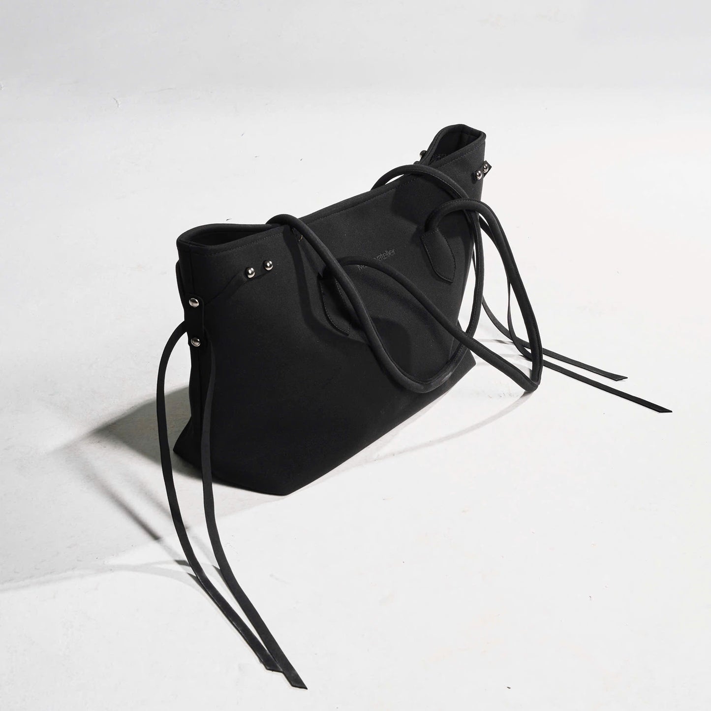 LACES FAUX SUEDE TOTE BAG (BLACK)