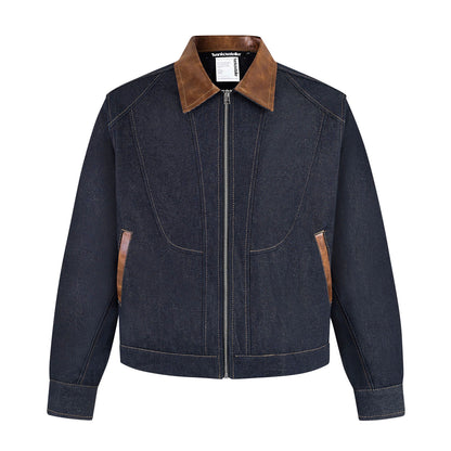 PATTERN ZIP UP JACKET (DARK BLUE)